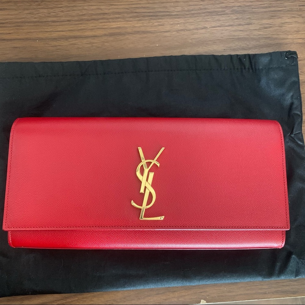 YSL Red leather clutch